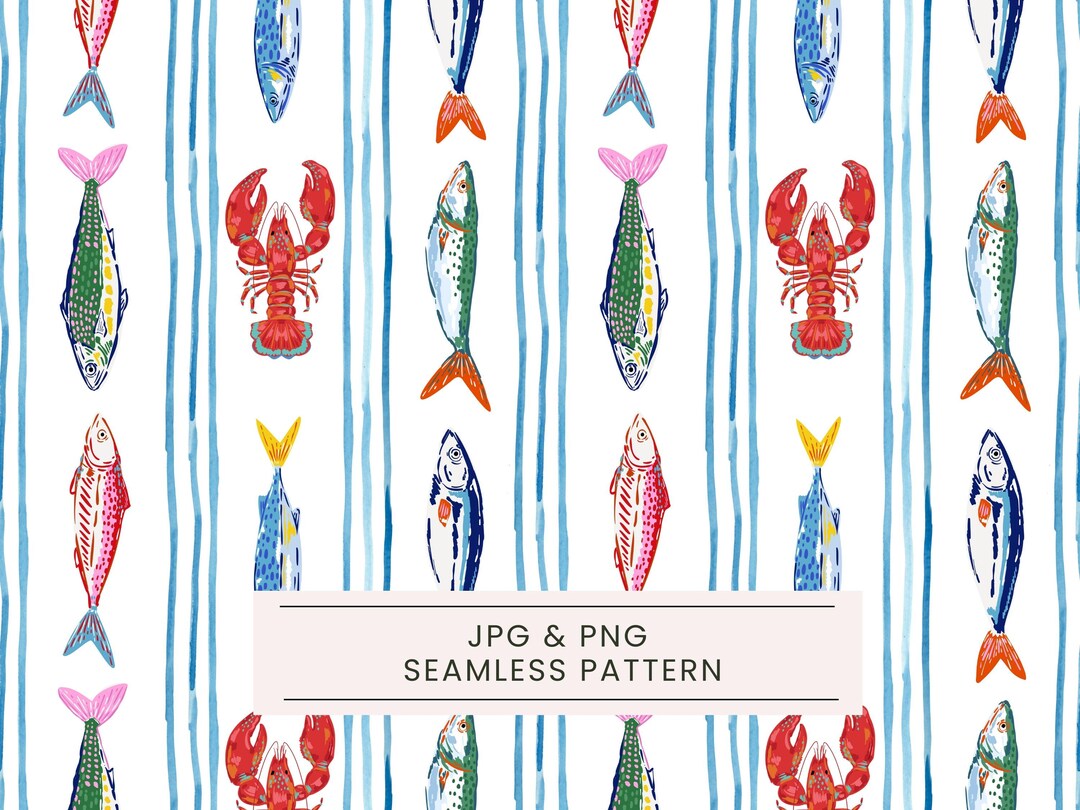 Sebastian Fish Pattern Seamless Colorful Fish Pattern, Fishing Seamless, Coastal Summer ...