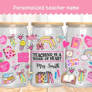 Teacher Libbey Glass Can Wrap, Personalized glass cup, Teacher Appreciation Gift, Back to School, Thank you teacher, Teacher Affirmation