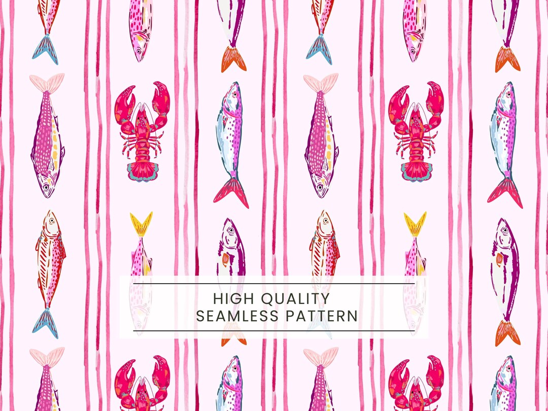 Fish Stripes Pattern Seamless Colorful Fish Pattern, Fishing Seamless, Coastal Summer ...