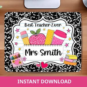 Teacher Mouse Pad Personalized Gift, Teacher Appreciation Gift, Back to School gift, Thank you gift,   Teacher custom name, Desk accessories