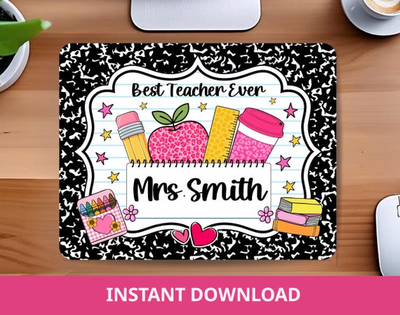 Teacher Mouse Pad Personalized Gift, Teacher Appreciation Gift, Back to School gift, Thank you gift,   Teacher custom name, Desk accessories