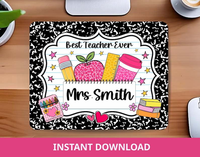 Teacher Mouse Pad Personalized Gift, Teacher Appreciation Gift, Back to School gift, Thank you gift,   Teacher custom name, Desk accessories