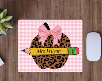 Custom Mouse Pad Teacher for Back To School, Custom Teacher gift, Teacher Custom Name, Mousepad sublimation, Teacher Apple, Pencil Teacher