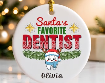 Dentist christmas ornament personalized png, Santa's Favorite Dentist Ornament, Funny dentist gifts, Dentist office xmas, Custom keepsakes