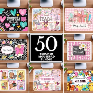Teacher Bundle, Teacher Mousepad, Teacher personalized gifts, Teacher custom name, Desk decor, Desk Accessories, Back to school, Sublimation