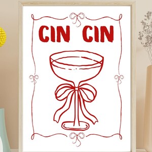 Cin cin poster, Cin Cin print, Trendy Cin Cin wall art, Bar Cart Decor, Bar Cart Print, Aesthetic Bar Prints, Prints Drinking, Poster gift