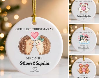 First Christmas married ornament bundle, Mr & Mrs Christmas Ornament, Personalized keepsake, Couples gifts, Newlywed Gift, Digital Ornament
