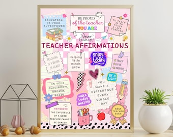 Teacher Affirmations Wall Art, Teacher quotes, Teacher wall decor, Inspirational gifts, Teacher Posters, School teacher print, Teacher Gifts