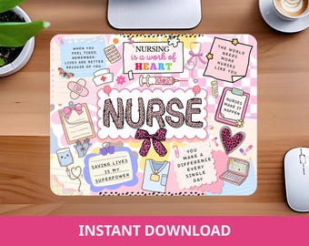 Nurse Mousepad Png, Nursing gifts, Nurse appreciation, Desk decorations, Leopard Nurse coquette bow, Nurse quotes, Nurse Office Decor