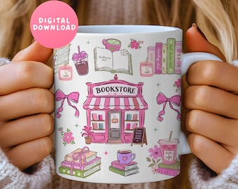 Book Lover Mug Wrap, Bookish Coffee Mug, Book Club gifts, Books coquette, Floral books, Bookworm Sublimation, Readers mug, Librarian gifts