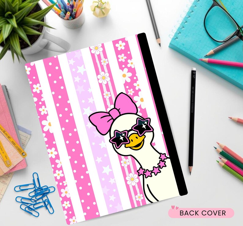 Personalized composition notebook cover, Cute Goose, Custom school supplies, Preppy girly, Back to school, Printable cover, Teacher journal image 4