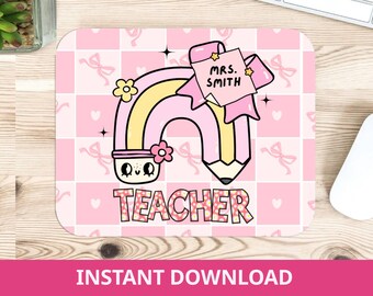 Lehrer Mousepad PNG für den Schulanfang, Lehrer Name, Personalisiertes Mousepad, Personalisiertes Lehrergeschenk, Mauspad Sublimation, Lehrer Coquette