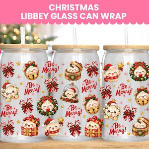 Weihnachts-Dumpling-Glasdosen-Verpackung (PNG), Kawaii-Weihnachts-Sublimationsdesign, niedliche Weihnachts-Trinkgefäße, Geschenkideen für Dumpling-Liebhaber, Glitzerndes Weihnachten