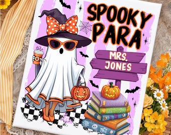 Spooky Para custom name shirt png, Halloween Paraprofessional, Para Name T-Shirt , Coquette halloween, Spooky school, Paraeducator shirt