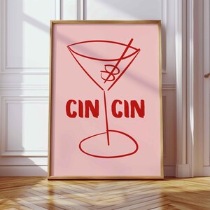 Cin cin poster Cin Cin print Trendy Cin Cin wall art Bar Cart Decor Bar Cart Print Aesthetic Bar Prints Prints Drinking Kitchen Wall Art