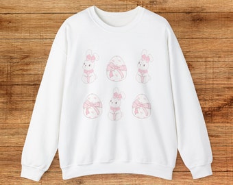 COQUETTE BUNNY and egg Crewneck Sweatshirt easter sweatshirt easter bunnies and eggs sweatshirt