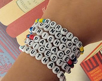 Bracelets de perles de football Premier League anglais PERSONNALISATION EN OPTION | Bracelets de football faits main en Angleterre | West Ham Brighton Leicester