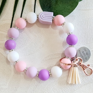 SILICONE BEAD WRISTLET, keychain, silicone bead bracelet, tassel keychain, key holder