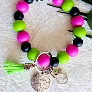 SILICONE BEAD WRISTLET, keychain, silicone bead bracelet, tassel keychain, key holder