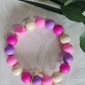 SILICONE BEAD WRISTLET, keychain, silicone bead bracelet, tassel keychain, key holder