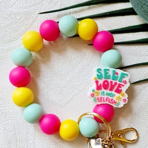 SILICONE BEAD WRISTLET, keychain, silicone bead bracelet, tassel keychain, key holder