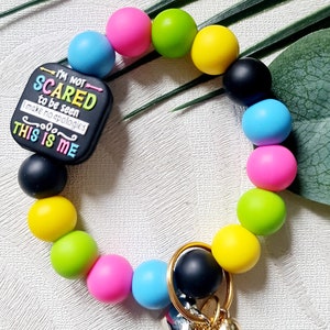 SILICONE BEAD WRISTLET, keychain, silicone bead bracelet, tassel keychain, key holder