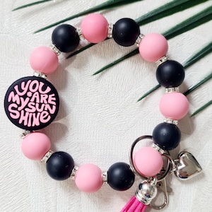 SILICONE BEAD WRISTLET, keychain, silicone bead bracelet, tassel keychain, key holder