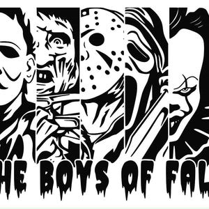 Personajes de Halloween - Siluetas espeluznantes - Michael Myers Freddy Krueger It The Clown Archivo SVG