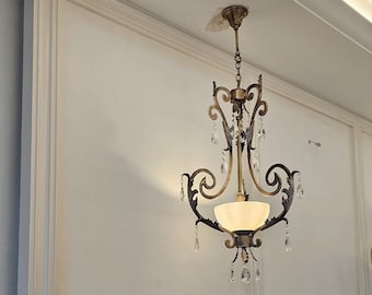 Vintage Brass Hanging Light, Mid-Century Pendant Lamp, Retro Ceiling Light, Dining Room Lighting, living room, Entryway Fixture, 70s