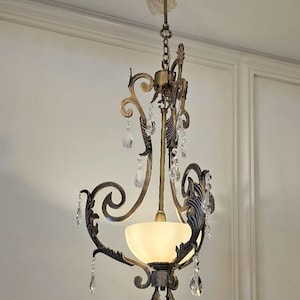 Vintage Messing Hängeleuchte, Mid-Century Pendelleuchte, Retro Deckenleuchte, Esszimmer Beleuchtung, Wohnzimmer, Eingangsbereich, 70er Jahre