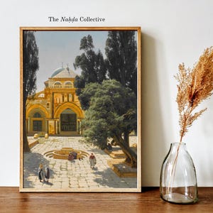 Palestine Masjid al-Aqsa Vintage Art Print | Islamic Wall Art | Vintage Decor | Palestinian Printable | Mosque Oil Painting | Muslim Gifts