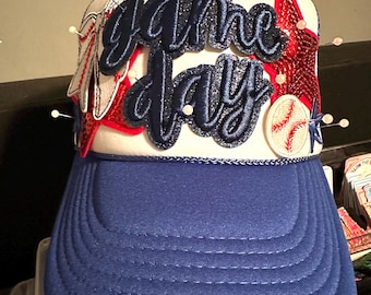 Game Day Custom Trucker Hat, Game Day Mom, Baseball Mom, Custom Hats, Trucker Hat