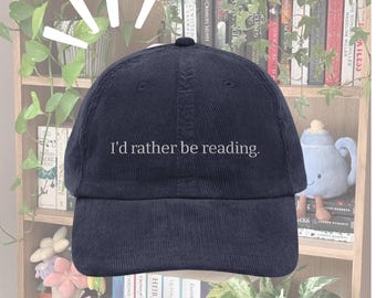 本好きのための、読書好きのためのヴィンテージコーデュロイキャップ（刺繍入り）
