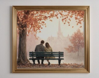 Romantic Landscape: Couple Art for Valentines Day Gift and Fall Decor 2