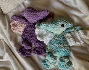 READY TO SHIP -- crochet mini pterodactyl dinosaur snuggler