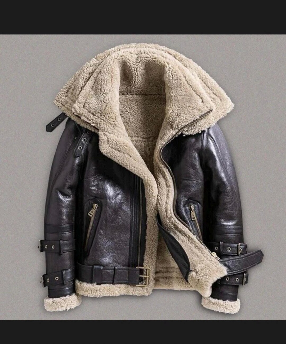 B3 RAF Brown Mens Bomber Flying Aviator Fur Irvin Real Shearling Leather Jacket Etsy