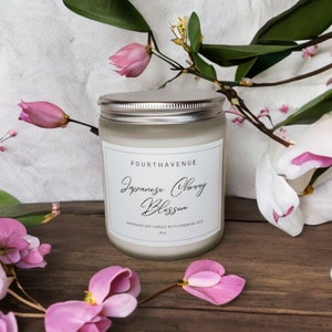 Japanese Cherry Blossom Soy Candle | Jar Candle | Handmade Soy Wax Candle | Floral Scent Candle | Eco-Friendly | Essential Oils | Gift Ideas