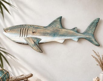 Enormous whale shark made of real wood – unique piece made of solid oak – handcrafted marine art made of wood – maritime 3D wall sculpture