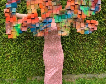 Handmade real wood mosaic LOVE - XXL wall decor - 120 cm x 56 cm x 5 cm (47&quot; x 22&quot; x 2&quot;) - acoustic panel - wall decoration - art - unique