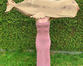 Handmade maritime XXL wall decoration - whale - sculpture - 3D art - real wood - unique piece made of oak - 117 cm, 46 inches - unique design