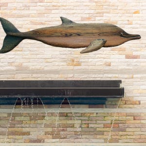 Handmade XXL real wood dolphin made of oak - 117 cm, 46 inches - unique - 3D sculpture - unique grain and color gradient - Made in Germany