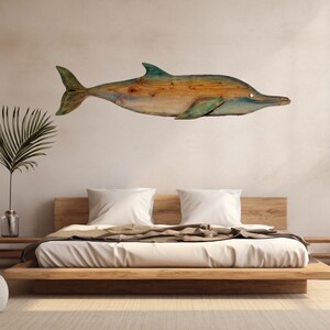 Handmade XXL real wood dolphin made of oak - 117 cm, 46 inches - unique - 3D sculpture - unique grain and color gradient - Made in Germany