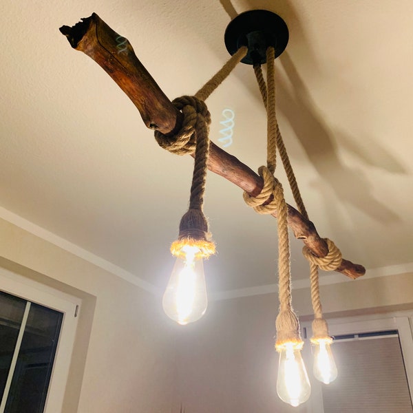 Treibholz Deckenlampe - inklusive Vintage LED Lampen - Unikat