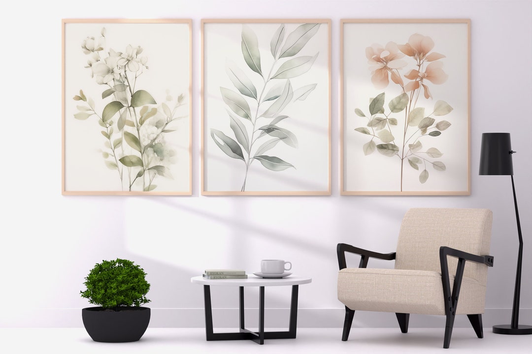 Botanical Wall Art Print Set of 3 | Vintage Floral Prints | Watercolor ...