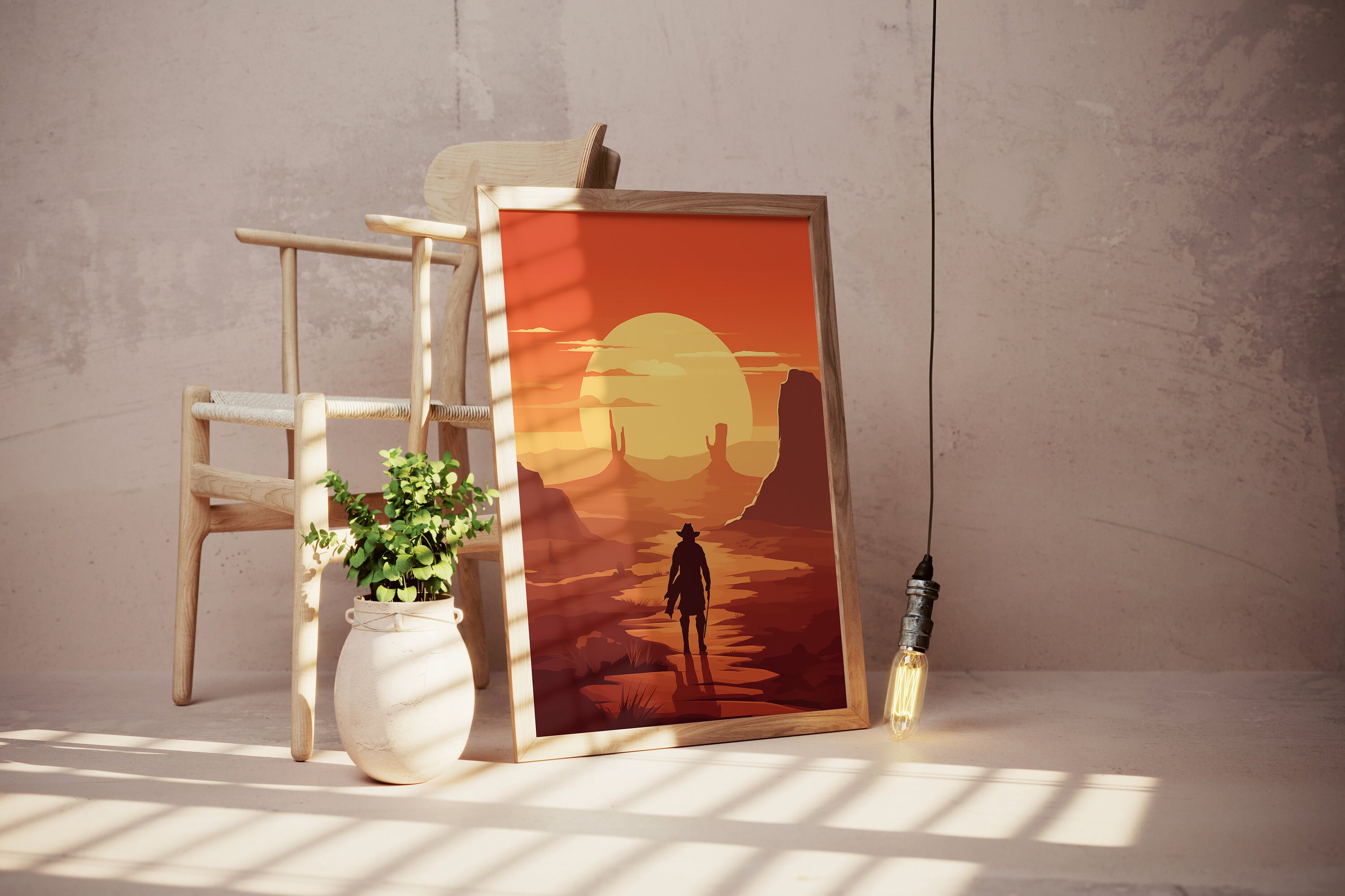 Wild West Wall Art Set of 3 | Cowboy Sunset Scenes | Vintage Desert ...