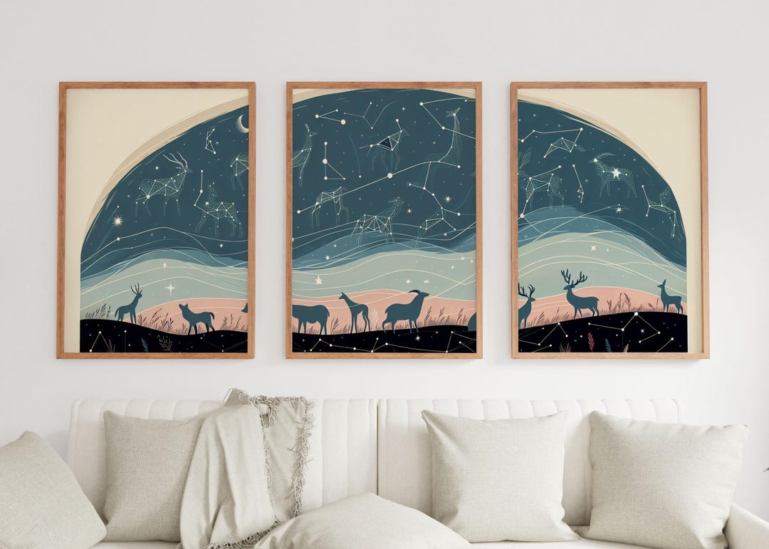 Cosmic Animal Wall Art Set of 3 | Minimalist Constellation Decor for ...