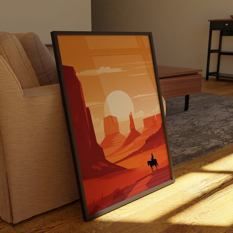 Wild West Wall Art Set of 3 | Cowboy Sunset Scenes | Vintage Desert ...