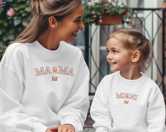 Custom Teddy Bear, Mommy and Me, Mama Bear Sweatshirt, Teddy Bear, Mother Daughter,  Mama and Mini, Mothers Day, Matching Sweatshirts