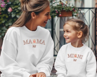 Maman et moi, tenues maman et moi, ours en peluche personnalisé, ours en peluche, mère et fille, maman et mini sweat-shirt, fête des mères, cadeau fille