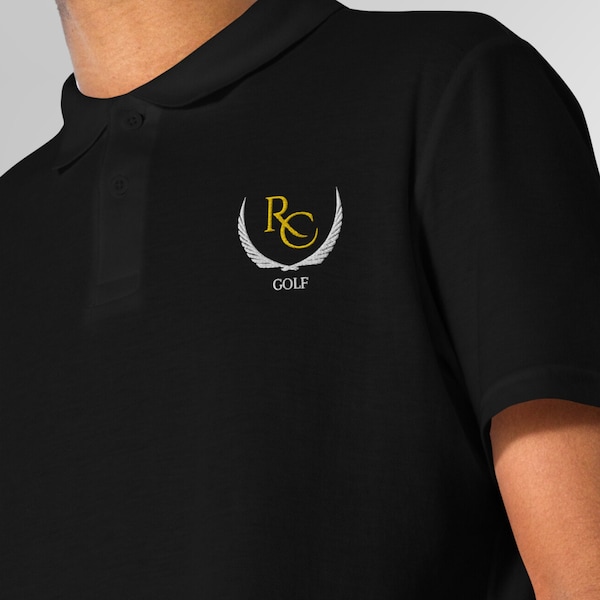 Personalisiertes gesticktes Golf-Wappen-Monogramm, schickes Polo-T-Shirt-Logo, stilvolles minimalistisches Initialen Unisex-Pique-Polo-Shirt, Geschenk für ihn sie